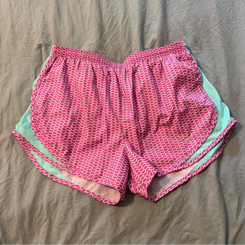 Nike Women’s Dri-Fit Pink And Turquoise Running Shorts Adult Size Large
